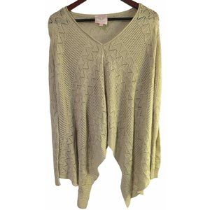 Romeo & Juliet Couture Open-Knit Shawl Sweater Oversized Beige Tan Women's Med